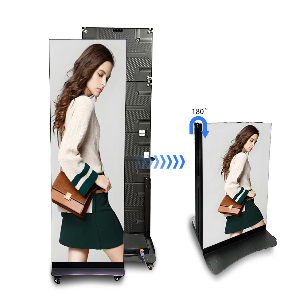 P2.5 Portable Floor Standing Outdoor Indoor Smart Ad Wall  Movable  Intelligent  Foldable  Advertising Screen Led Poster Display
