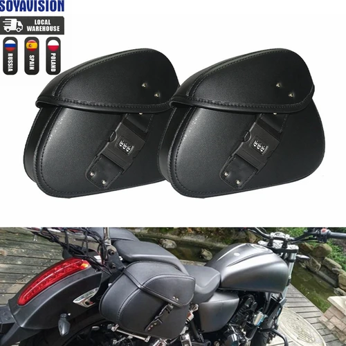 Imagen 1 del producto Alforjas universales para motocicleta, bolsa de herramientas lateral, bolsas de almacenamiento de equipaje, bolsas de sillín para Honda Yamaha Suzuki Harley 883, bolsa para asiento trasero