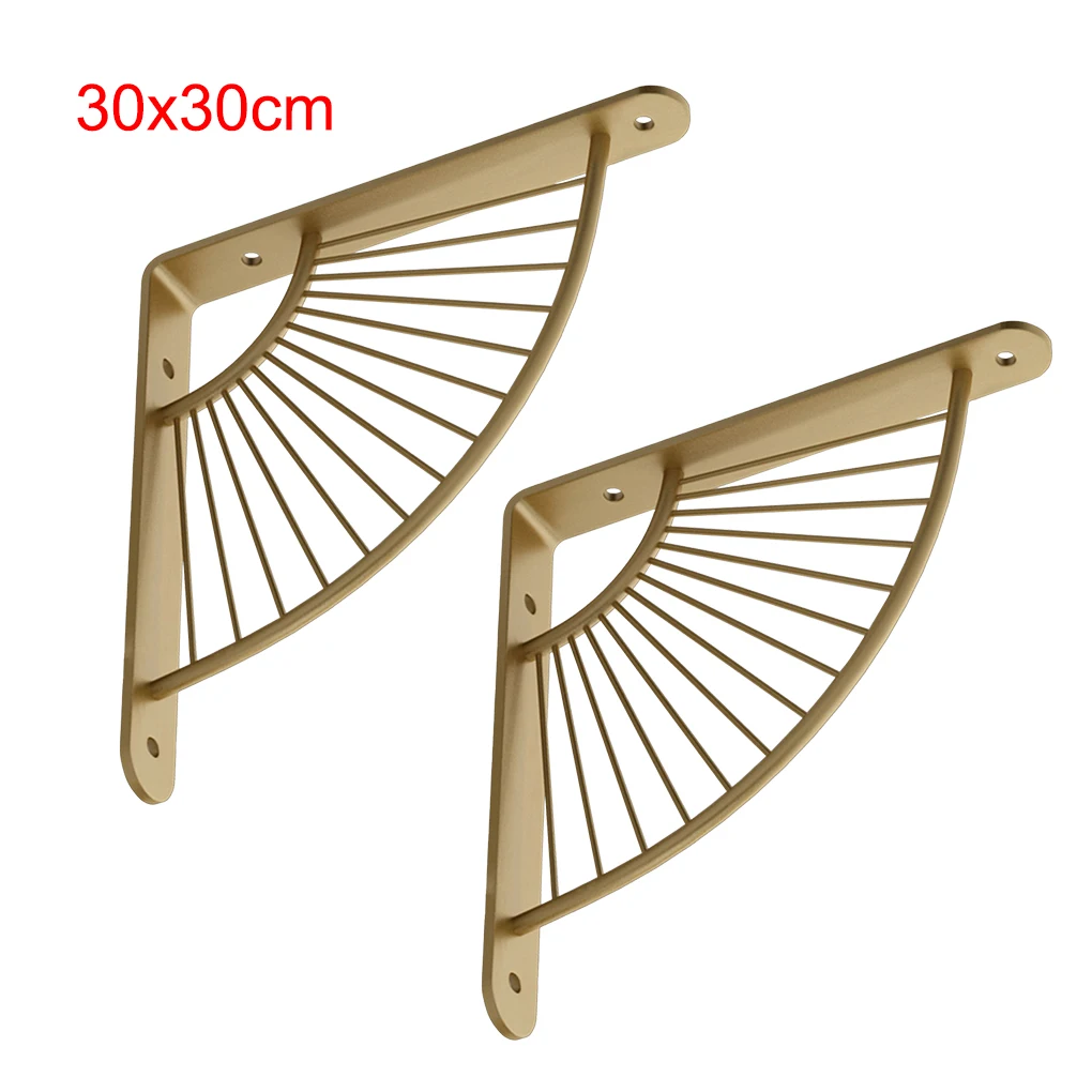 

2 Pieces L-Shape Shelving Right Angle Corner Brace Gold Storage Bracket Wall Decorative Craft for Coffee Bar 20x20cm