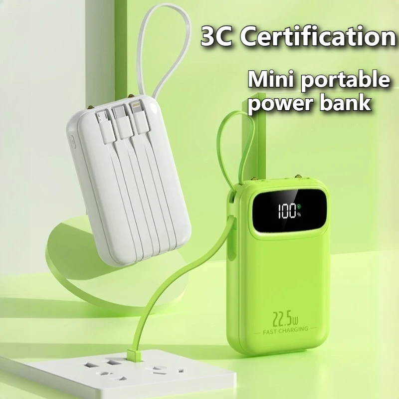 

2025 Новый мини-Power Bank 20000 мАч Портативное зарядное устройство со светодиодным цифровым дисплеем Power Bank Внешний аккумулятор для Xiaomi Apple Samsung