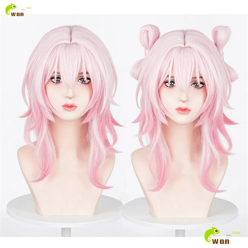 

2 Styles March 7th Cosplay Wig 35cm Pink Gradient Wigs HSR Cosplay Anime Cosplay Wig Heat Resistant Synthetic Hair + Wig Cap