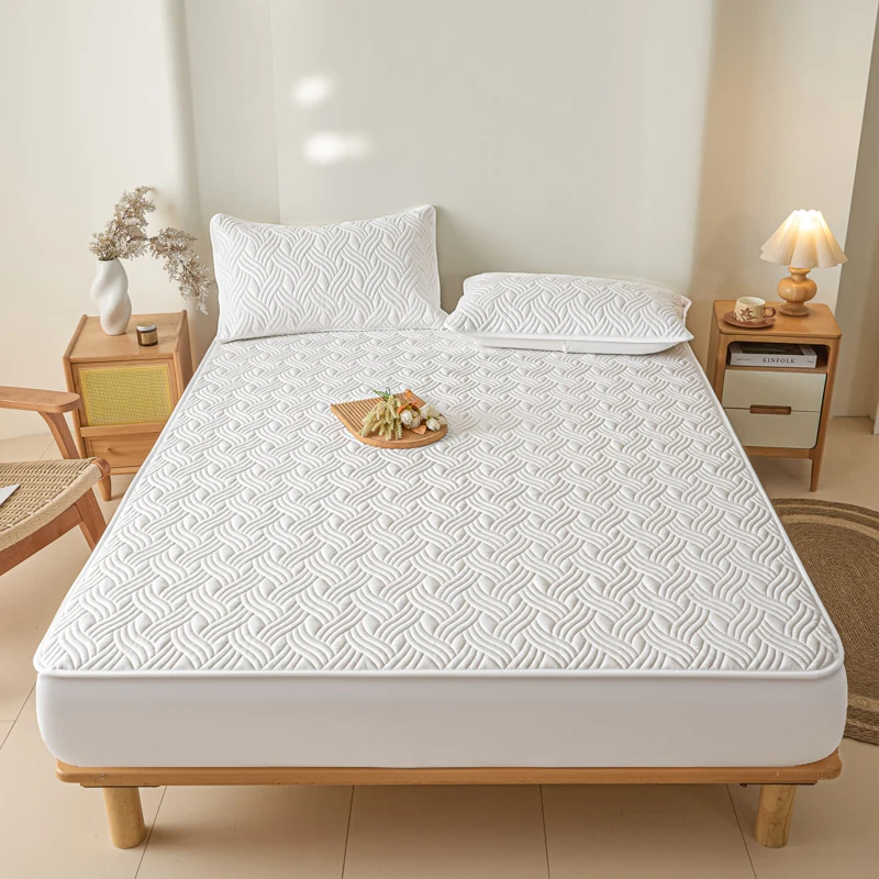 Dreamreal Cotton Thick Quilted Mattress Cover Anti-bacterial Anti-mite Mattress Protector Topper Pad Soft Fitted Sheet 6 Colors