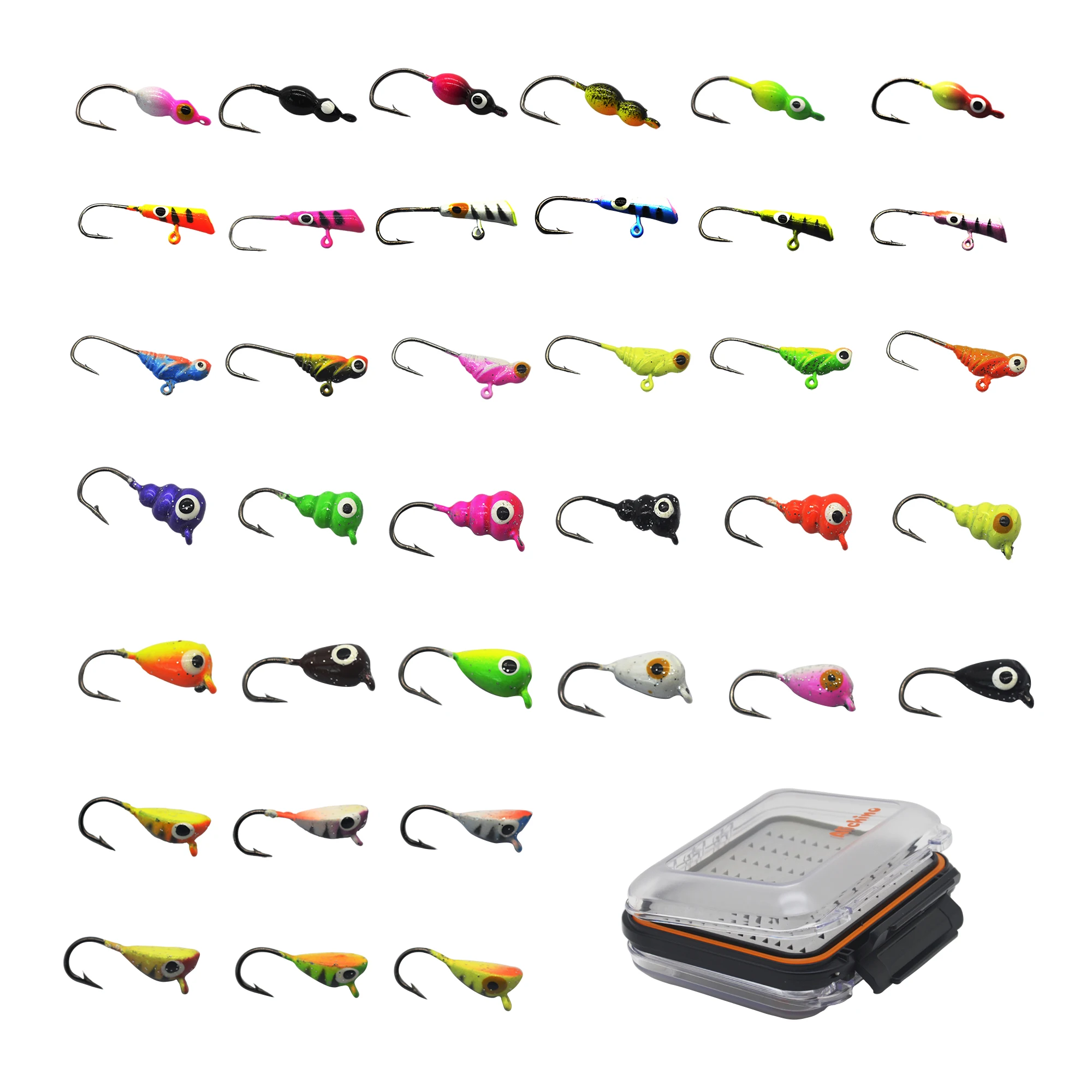 Ice Fishing Jigs Kit Ice Fishing Lures for Walleye Perch Jigs Heads for Ice Fishing Tackle Box Kit Panfish Crappie Jigs