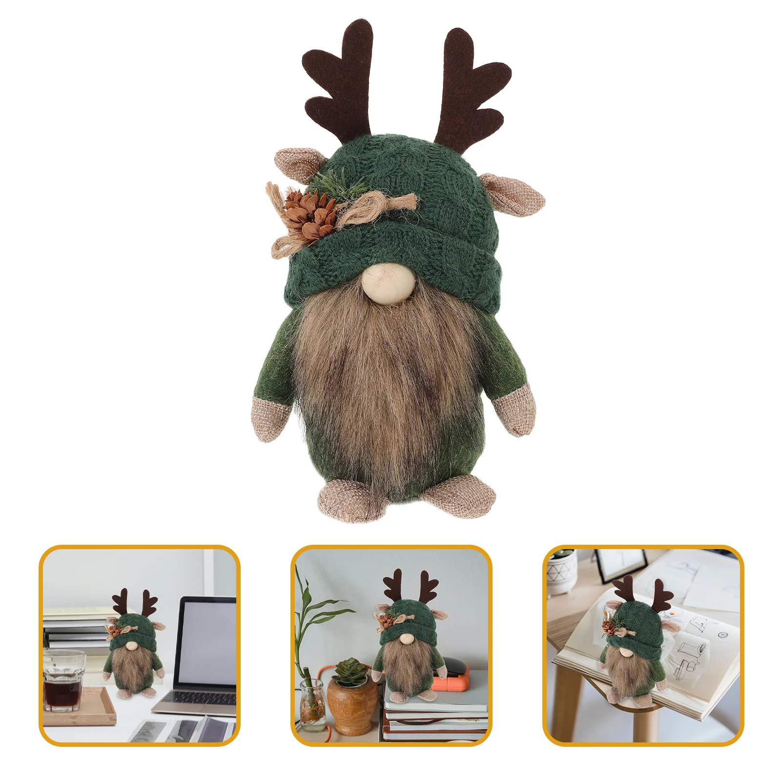 Gnome Cute Antlers Knitted Window Decoration Forest Old Man Desktop (b1-39 Green Hat) Ornaments Christmas