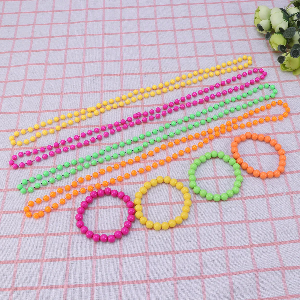 

4 Pcs Plastic Beaded Necklace for Party Necklaces Make up Colorful Coloured Beads