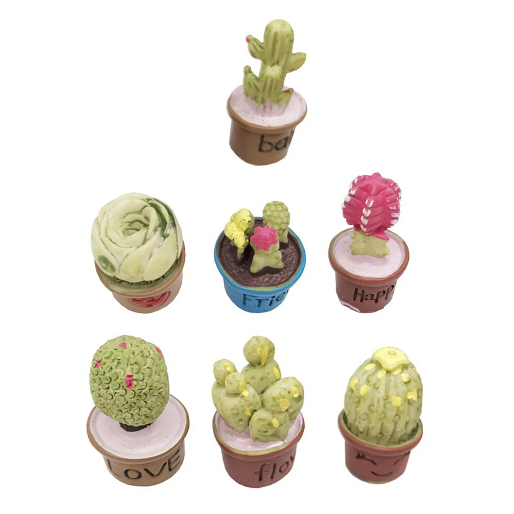 

7 Pcs Artificial Potted Plant Decor Fake Succulents Mini House Ornaments Plants Resin Decoration