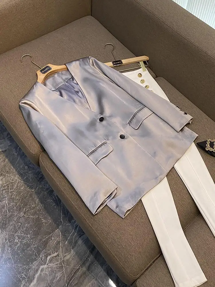 

Ele Acetate Svel женский Тонкий свободный универсальный утягивающий топ для поездок на работу Sle Long Sve на одной пуговице