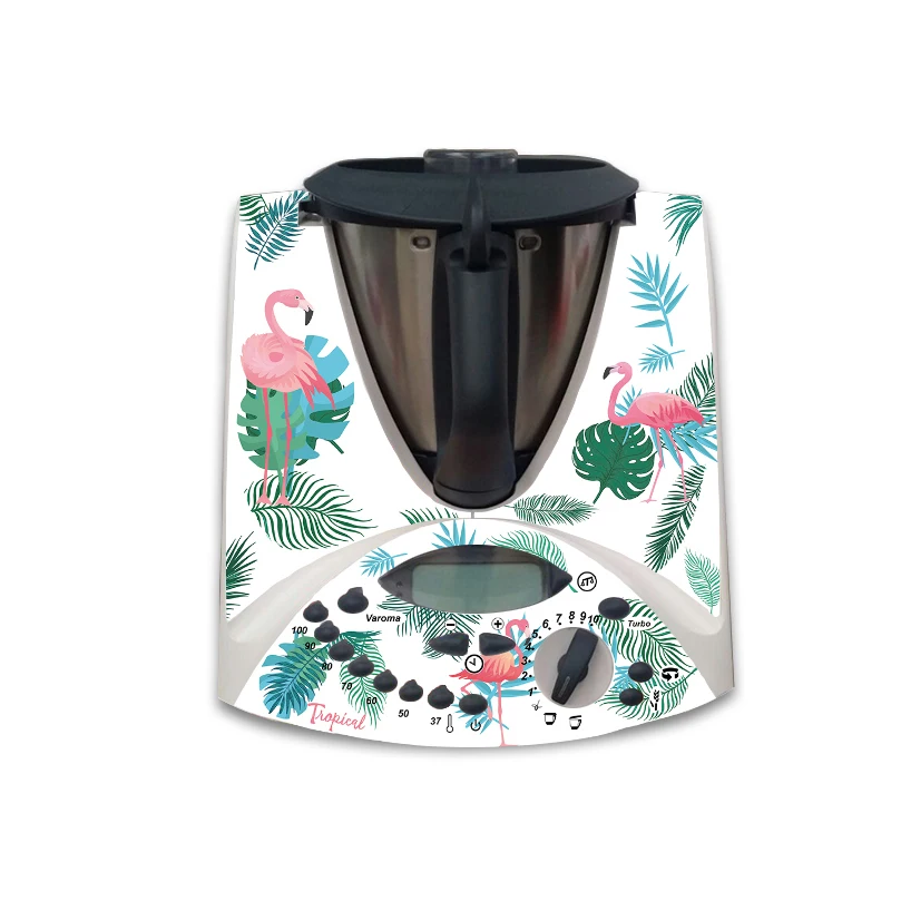 APCym - Vinilo Adhesivo en Brillo para Thermomix TM31 Modelo Flamenco Tropical. Tabla Deslizante 60x30cm OPCIONAL.