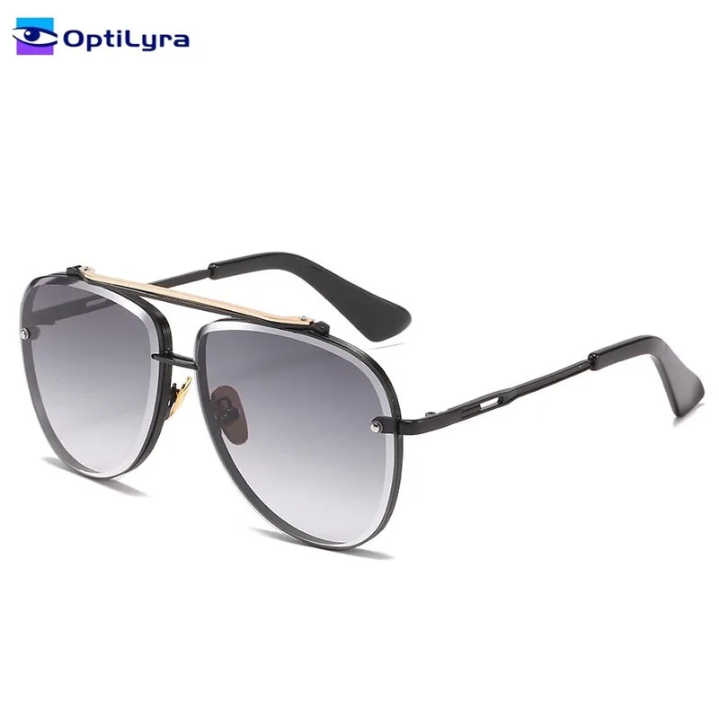 

OptiLyra Brand Fashionable Pilot Sunglasses Unisex Metal Large-Frame Sunglasses Retro Steampunk Square Glasses UV400