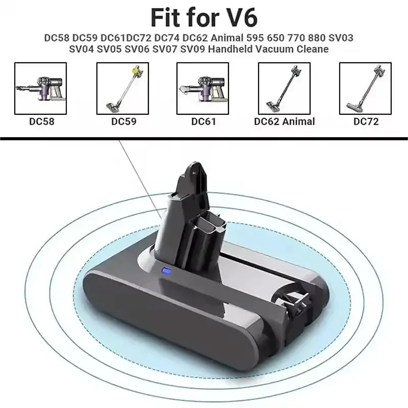 

2026 New 21.6V 9000mAh Li-ion Battery for Dyson V6 DC58 DC59 DC61 DC62 Vacuum Cleaner SV09 SV07 SV03 SV04 SV06 SV05