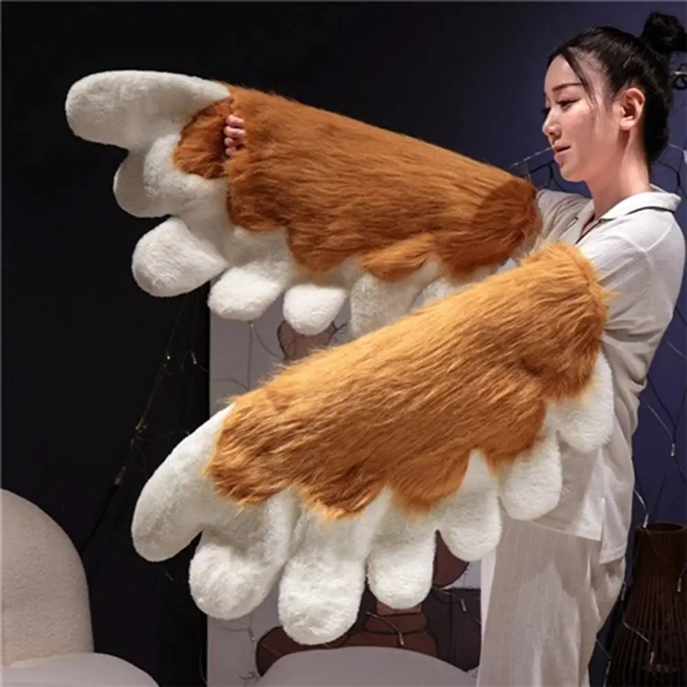 Fluffy Material Fursuit Paw Gloves Bear Style Cute Design Giant Wearable Wings Manga Inspired Cat Style Animal Shoes view 2