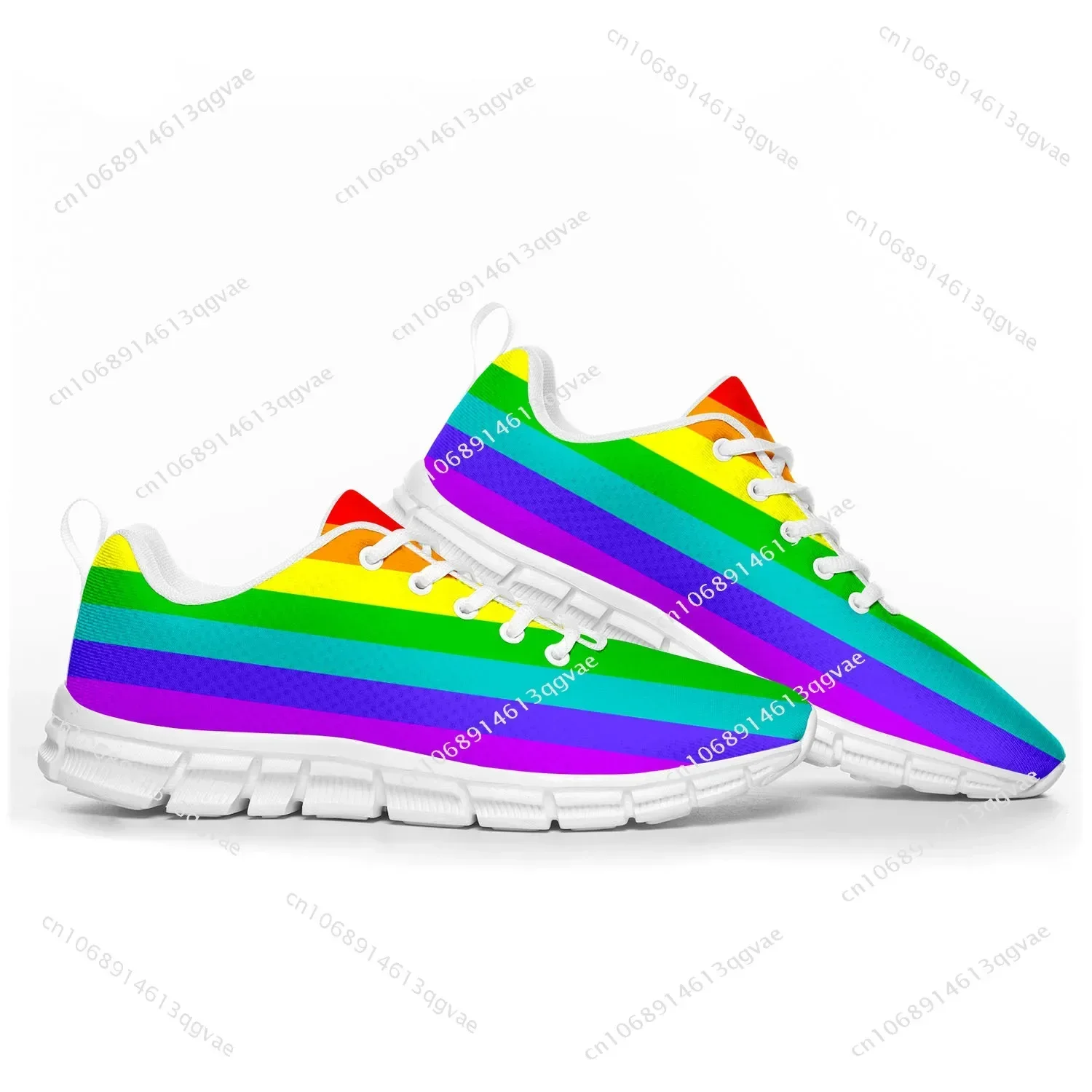 

Rainbow Flag Pattern Pop Sports Shoes Mens Womens Teenager Sneakers Casual Custom High Quality Couple Shoes White