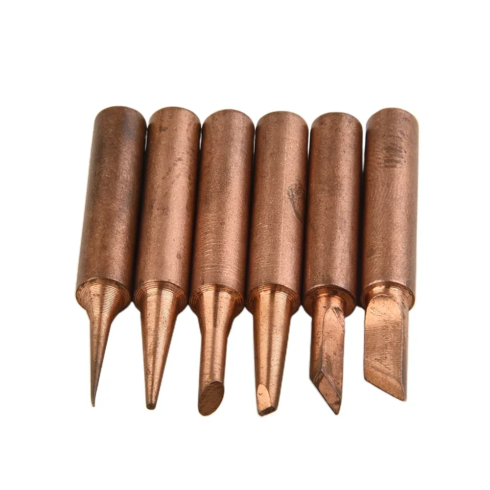 7pcs Copper 900M-T Soldering Iron Tip & Handle Adapter Set For 936, 937, 938, 969, 8586, 852D Soldering Station