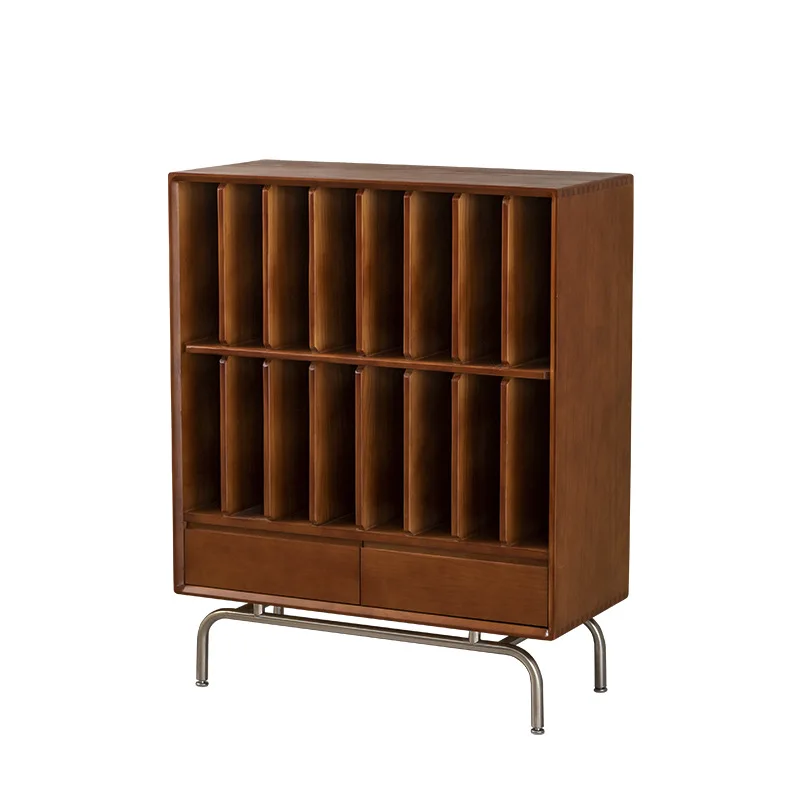 

Solid wood magazine cabinet household living room floor layered record cabinet small apartment sofa side cabinet small bookcase