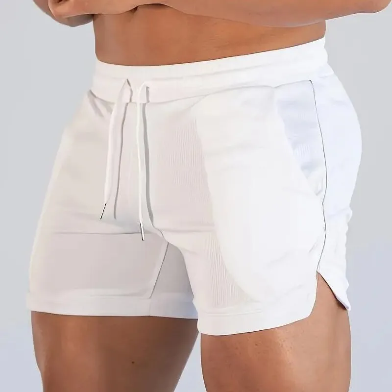Summer 3 Pcs Mens Quick Dry Running Shorts Gym Fitness Workout Hiking Sports Shorts Breathable Drawstring Athletic Training