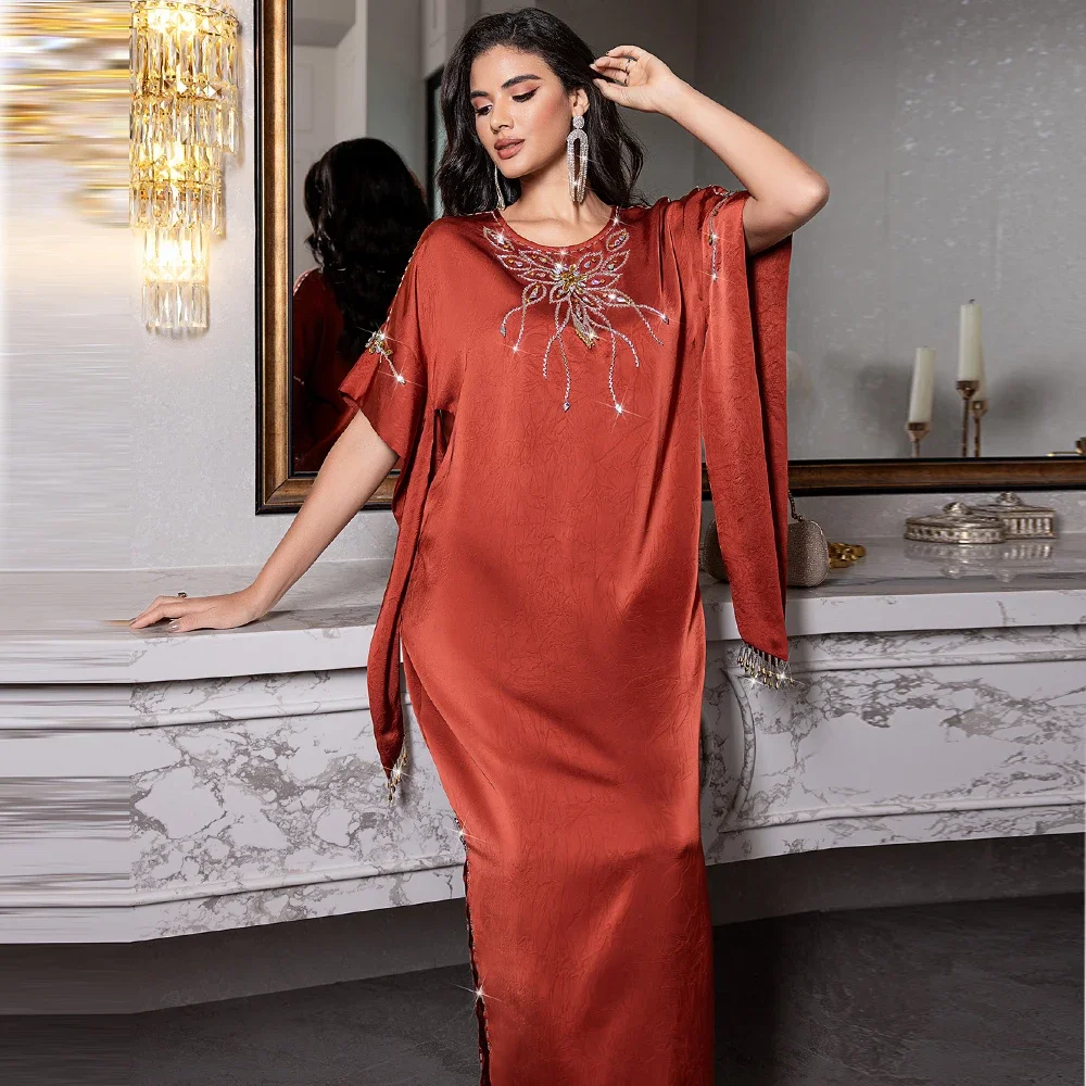 

Роскошное мусульманское платье с бриллиантами, джеллаба, абайя, кафтан, кебая, марокканский кафтан для женщин, длинное платье, Дубай, Турция