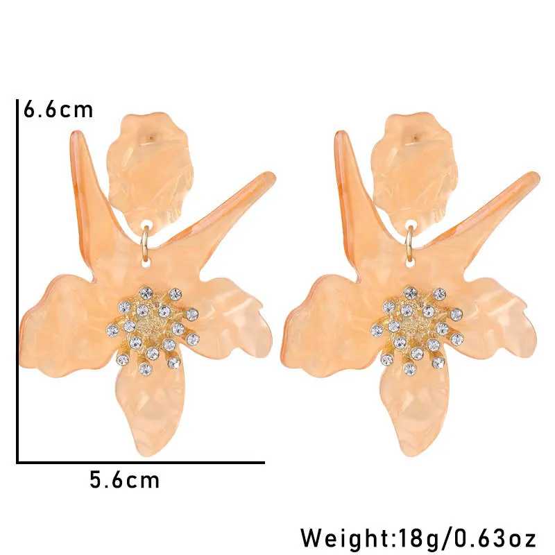 Multi Colors Fashion New Big Statement Resin Acrylic Flower Pendant Earrings for Women Party Jewelry