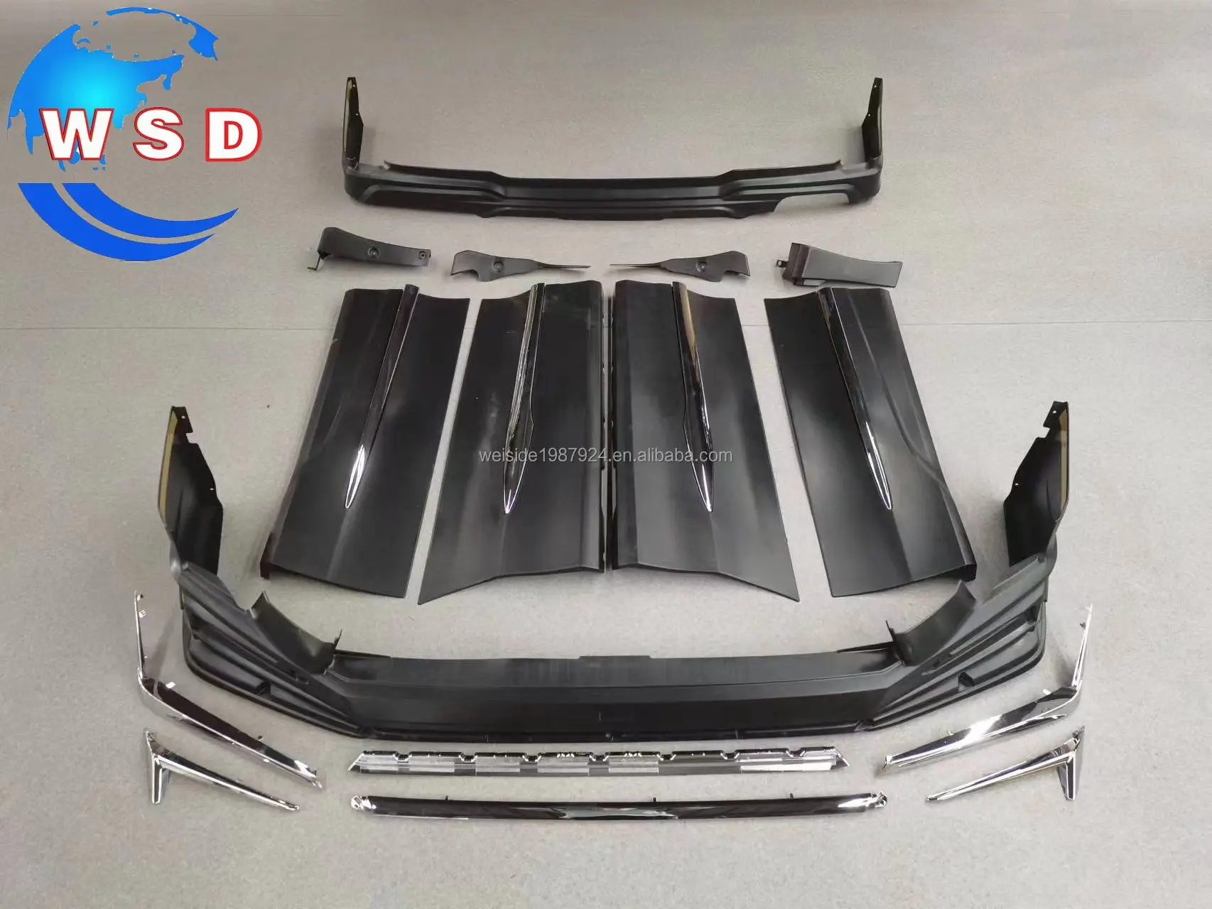 WSD PP Front Rear Bumper Body Kit VOXY 90 Front Splitter Rear Diffuser Side Skirts Rear Wing Fender Flares Polished Finish