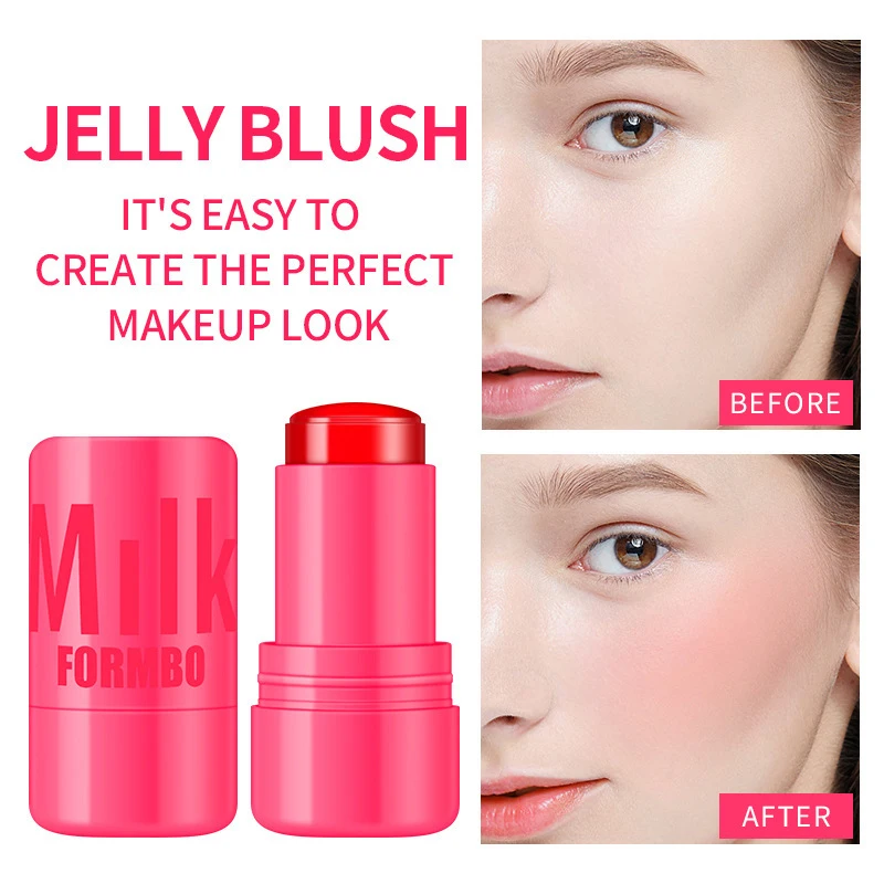 Milk Jelly Cheek Blush Tint 3-in-1 Moisturized Blusher Sticker Water Long Lasting Brighten Matte Facial Contour Rouge Makeup