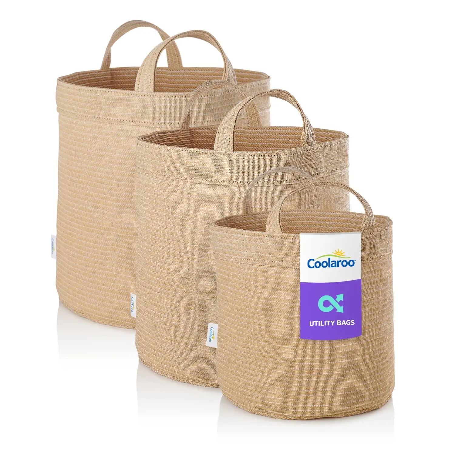 3-Pack Small, Medium & Large Utility and Storage Bins with Reinforced Handles, Steel Grey