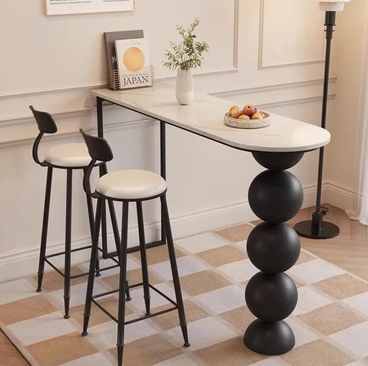 

*Marble Bar Table Simple High Table for Kitchen Balcony Leisure Home Wall Partition Middle-Aged Style Small Bar Furniture