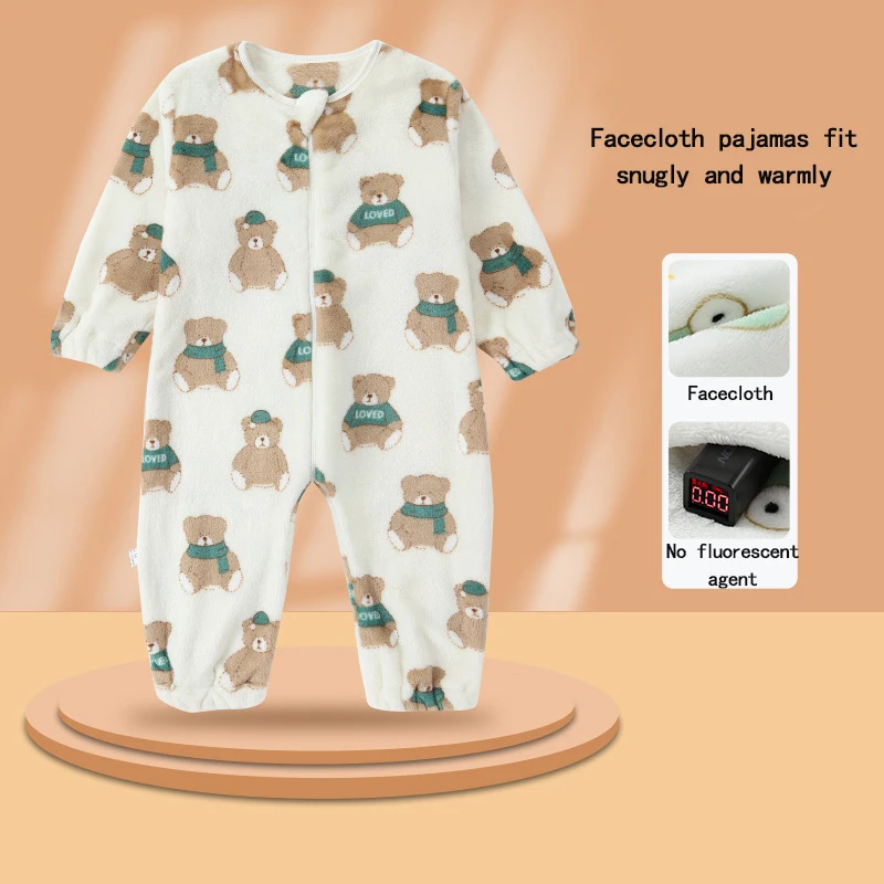 Kids Flannel Pajamas Boys Girls Cartoon Long Sleeve T-Shirt Top + Pants Baby Autumn Winter Sleepwear Underwear Clothes Sets