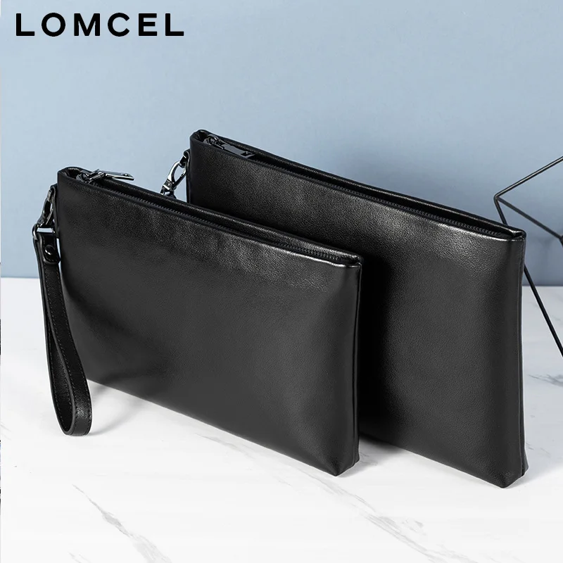 LOMCEL P49 summer leather clutch bag, stylish and simple with anti theft feature and multiple compartments Business grade top