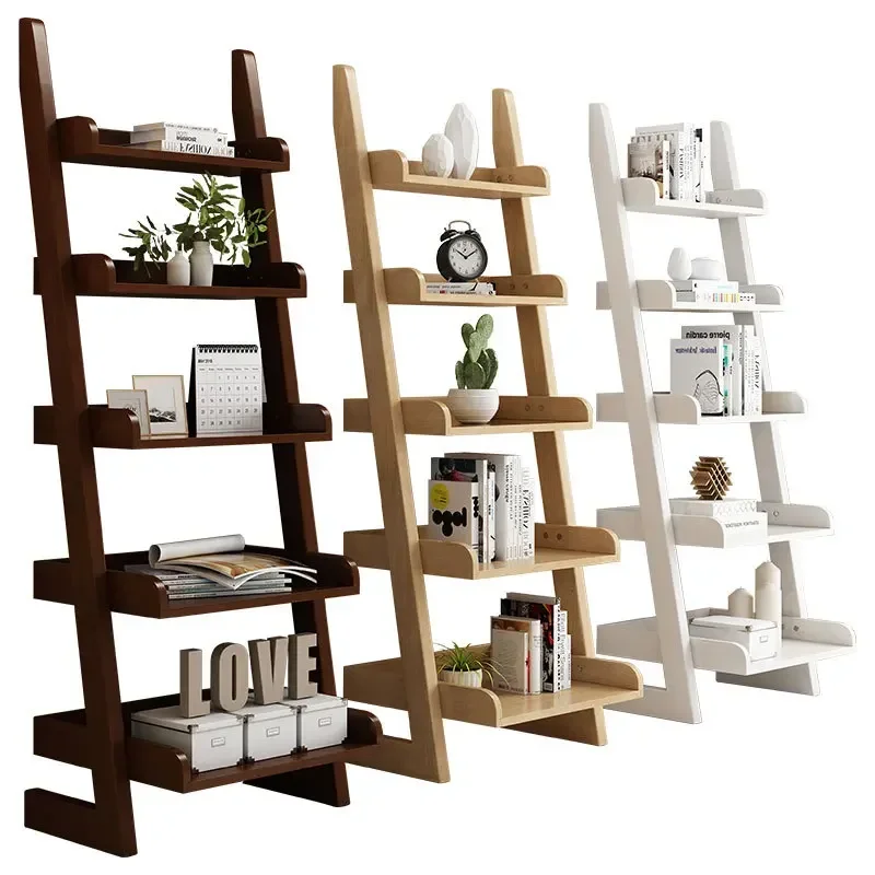 

Nordic solid wood bookshelf, shelf, simple and modern, corner trapezoidal flower stand