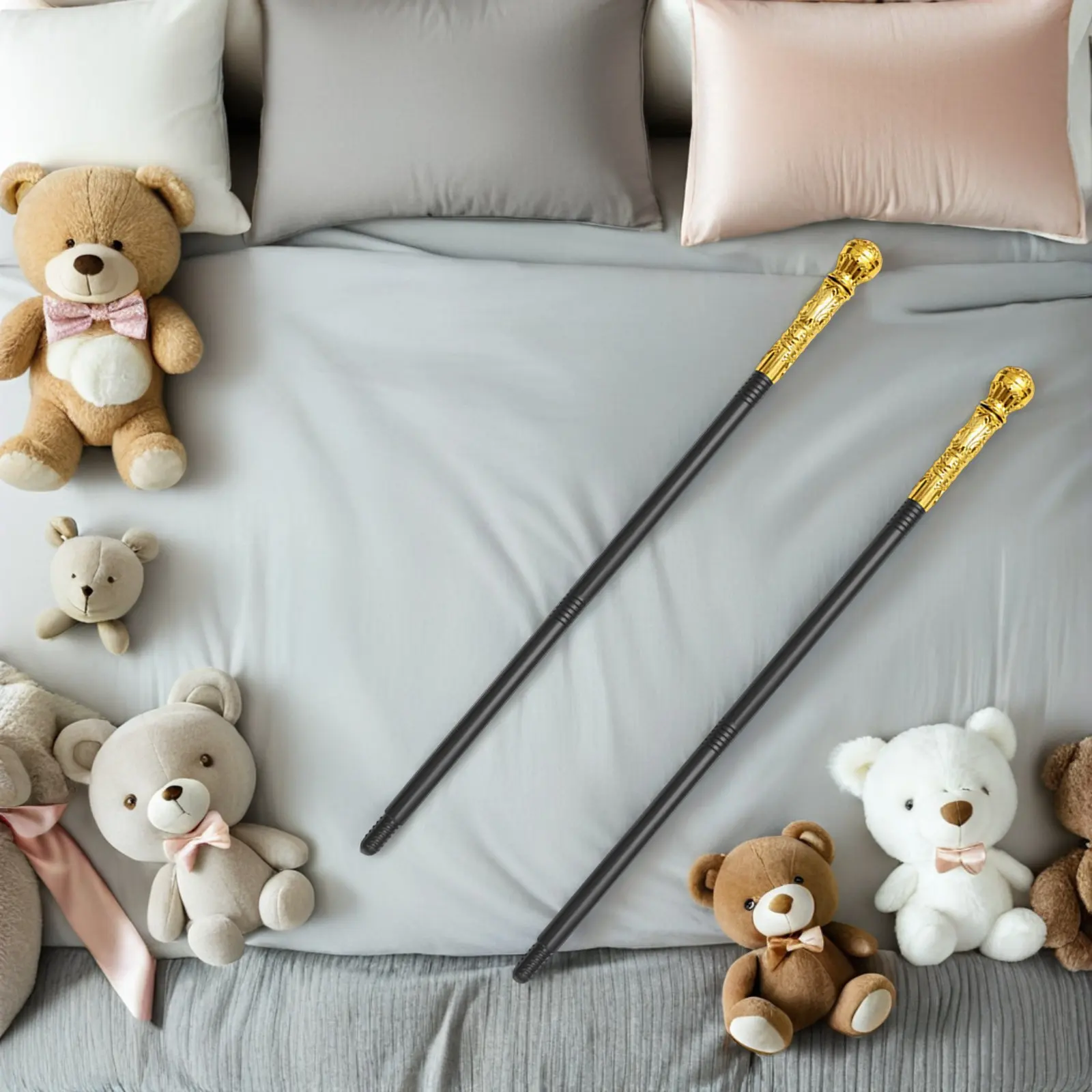 

Набор из 2 пластиковых скипетров короля, трость для костюма, 3 секции, разборная, декоративный реквизит для Хэллоуина, дня рождения, косплея