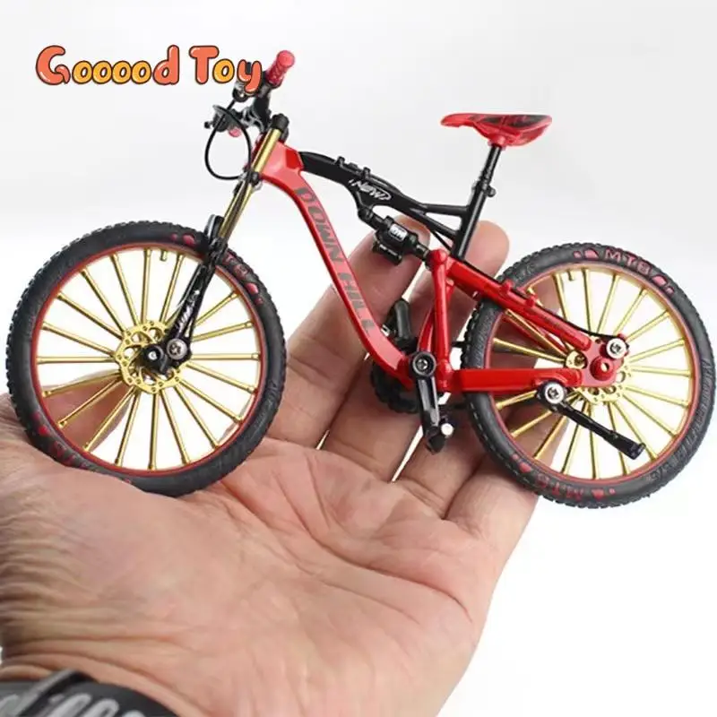 1:10 Mini Alloy Bicycle Diecast Model Finger Mountain Bike Portable Metal Bicycle Simulation Collection Gift Boys Toy Decoration