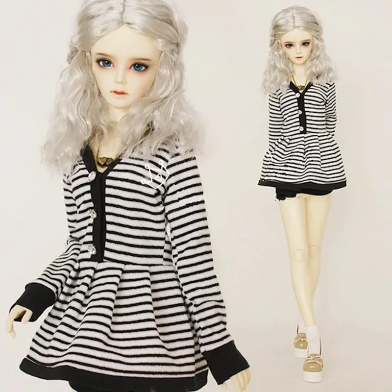 Lovely Stripe Dress for 1/4 1/3 Girl BJD Doll Clothes Customized CWB112