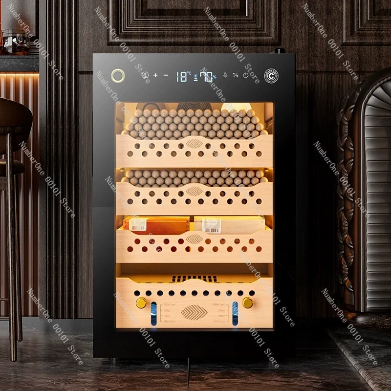 60C Constant Temperature Humidity Compressor Air Cooled Mini Cigar Cabinet with WIFI Fingerprint