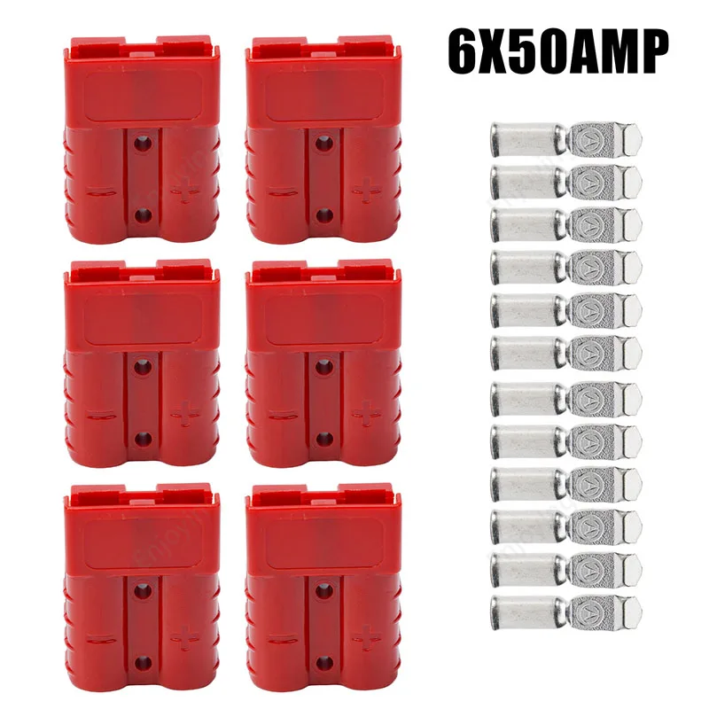 

4/6Pcs Connectors For Anderson Style Plug= Connectors For Style DC 50AMP Solar Caravan 6AWG Battery Charging Adapter Accessories