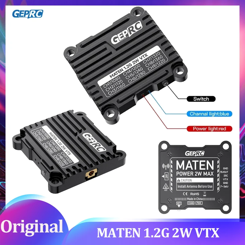 

GEPRC MATEN 1,2G 2 Вт VTX 25 МВт/2000 МВт VTX модуль передачи передатчика 1080 МГц-1360 МГц для FPV гоночного дрона дальнего действия