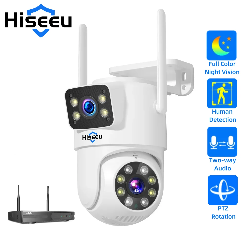 

Hiseeu WiFi Smart PTZ Camera 3K 6MP Dual Lens 5x Digital Night Vision Zoom Auto Tracking IP Camera for Hiseeu WiFi CCTV System