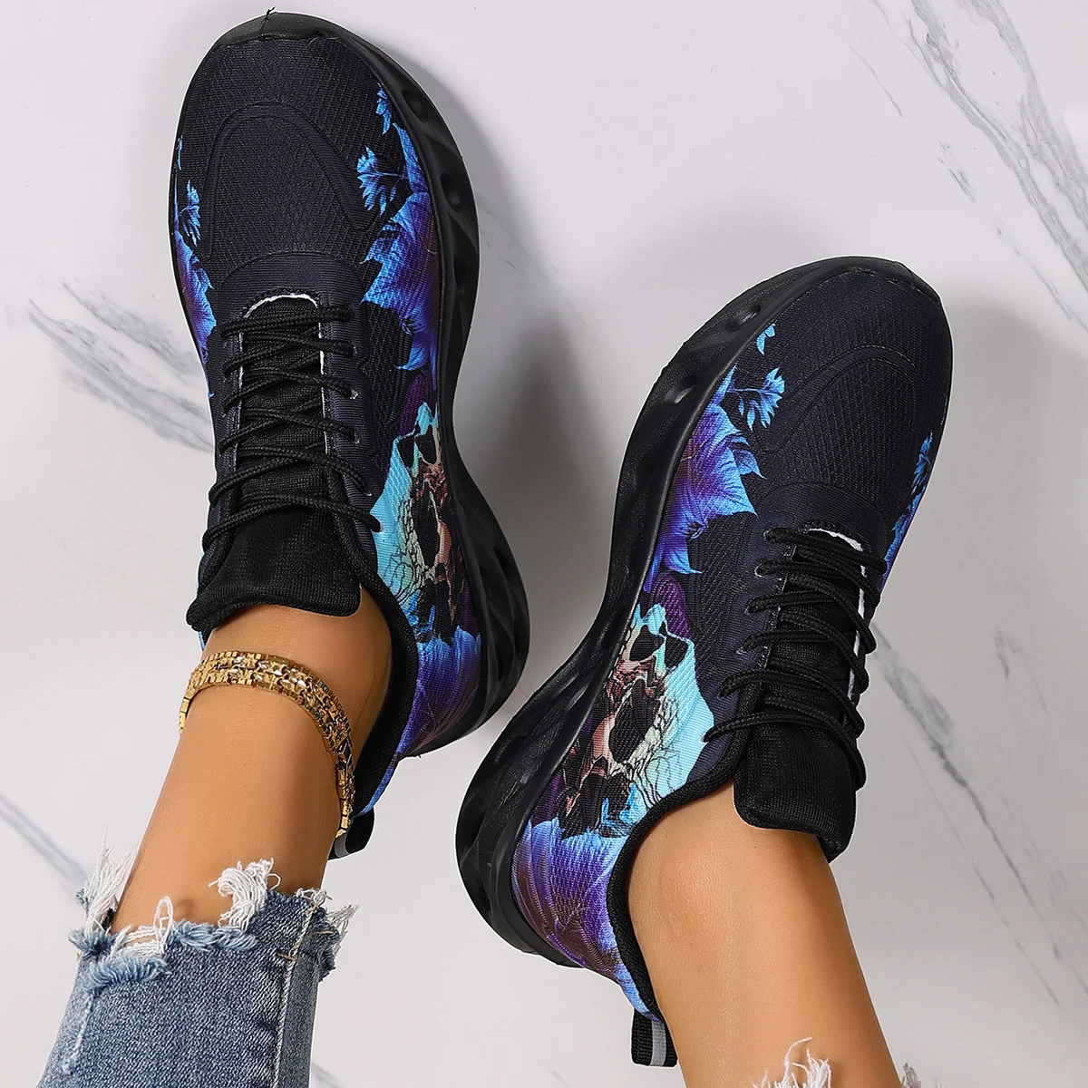 2025 Fashionable Breathable Sports Casual Shoes Anti-Slip Shock-Absorbing Running Shoes Mesh Shoes Halloween Women's Shoes 36-42