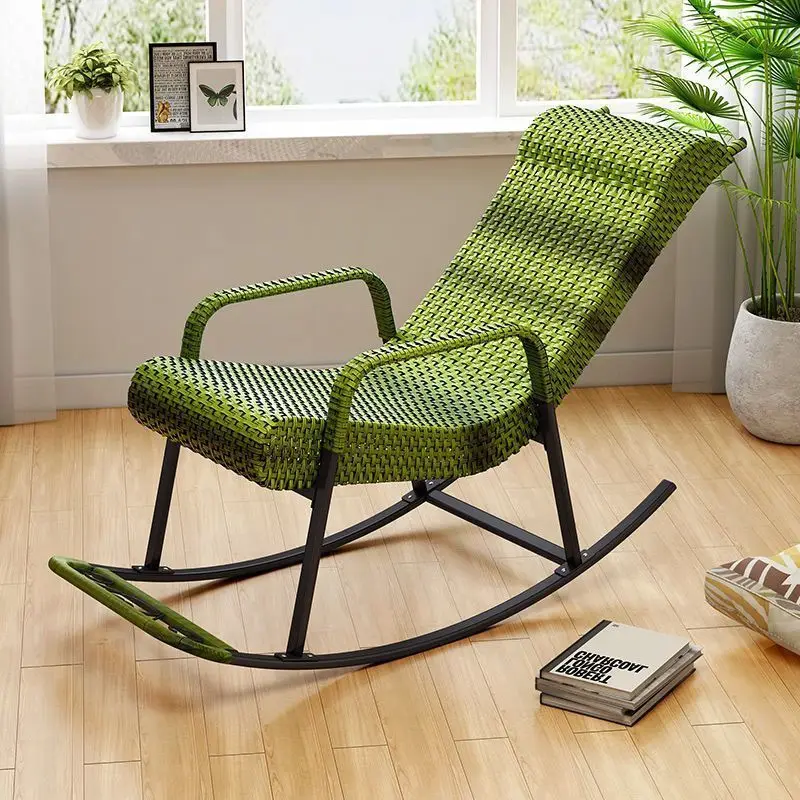 Rattan rocking chair in a living room setting