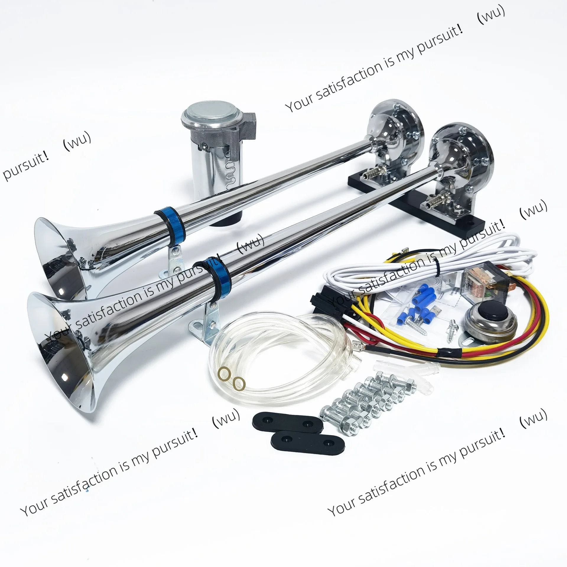 

-AS048BU12V Two Pipe Electric Pump Air Horn Black Chrome Plated Truck Truck Horn