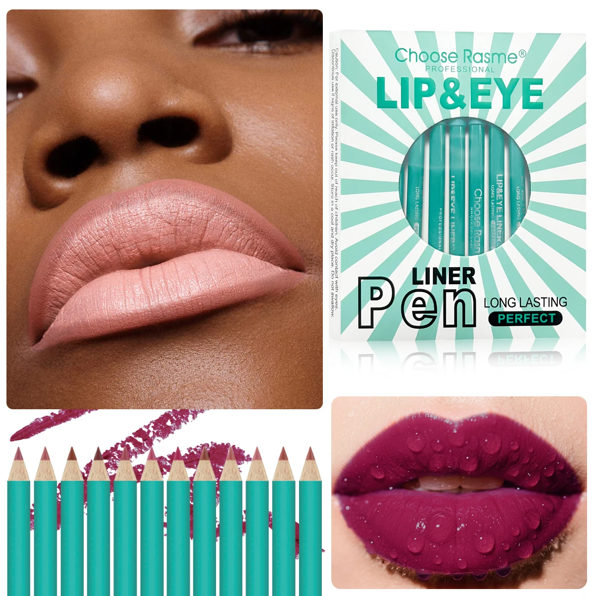 Delineador labial fosco, bastão longo, suave e durável, maquiagem fácil de aplicar, contorno perfeito e enchimento para todos os tipos de pele