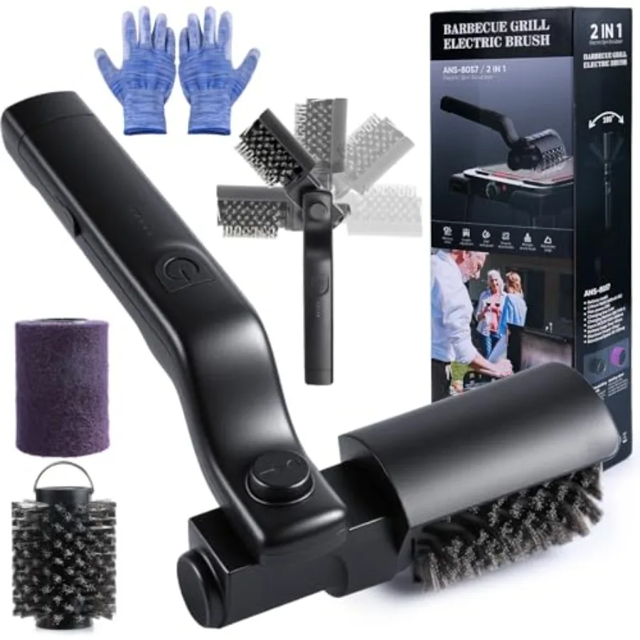 

Electric Grill Cordless Cleaning Brush, Upgraded AS SEEN ON TV! BBQ Barbecue Scrubber, High Torque 25W Motor and MAX 400RPM, Du