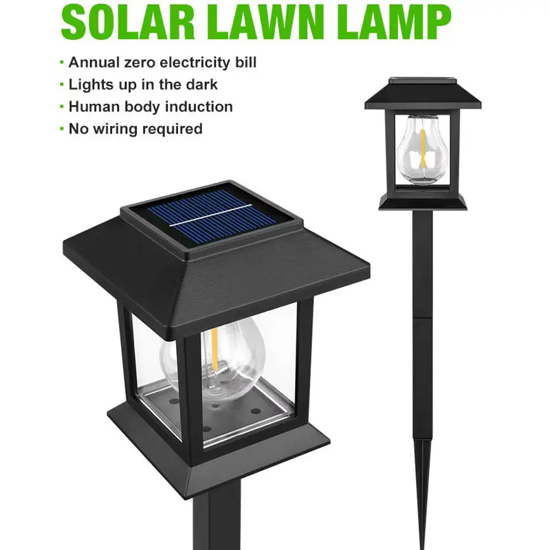 

Solar Energy New Tungsten Lamp Outdoor Waterproof Courtyard Landscape Lamp Garden Villa Lawn Decoration Small Room Floor Insert