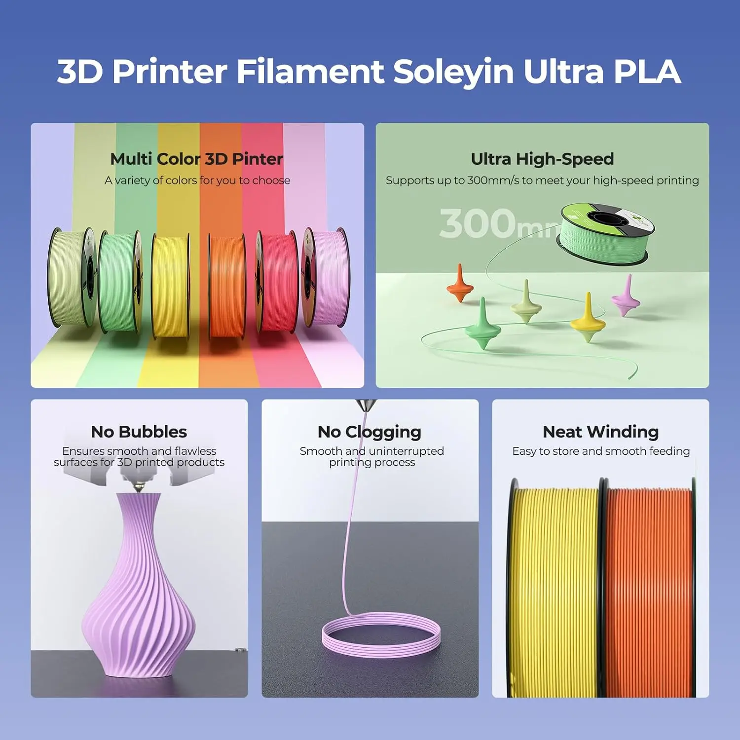 ^For PLA Filament 1.75mm 10 Pack 10KG, 3D Printer Filament 1kg Spool Each, Neatly Wound & Tangle-Free, High-Speed Printing, ±0.0