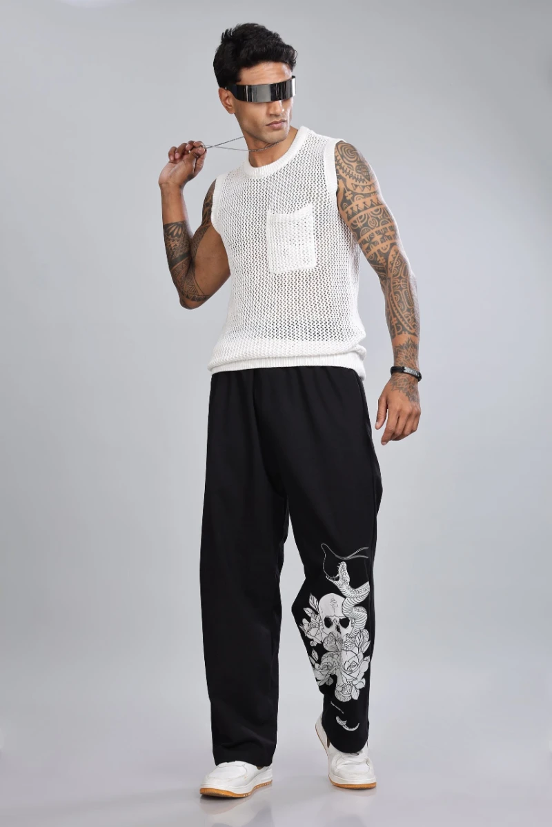 

Men's Fleece Baggy Sweatpants Wide Leg Barrel Sweat Pants Lounge Athletic Gym Pants with Pockets