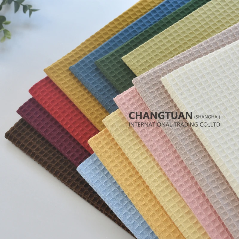 20 Colours In Stock High Quality Waffle Fabric Cotton Yarn Dyed 100% Cotton Waffle Fabric