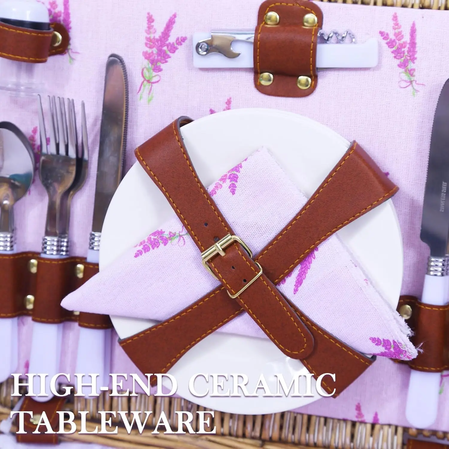 سلة نزهة من الخيزران تتسع لـ 4 مع مبرد معزول وبطانية مقاومة للماء - سلة نزهة صفصاف كبيرة للأماكن الخارجية والتخييم