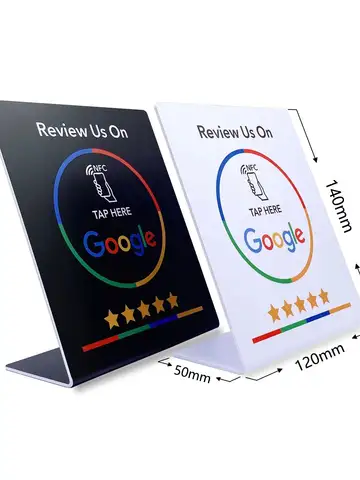 5YOA 13.56Mhz NFC Card Google Review programmable station table NFC Google Reviews display bending card standing brand bracket