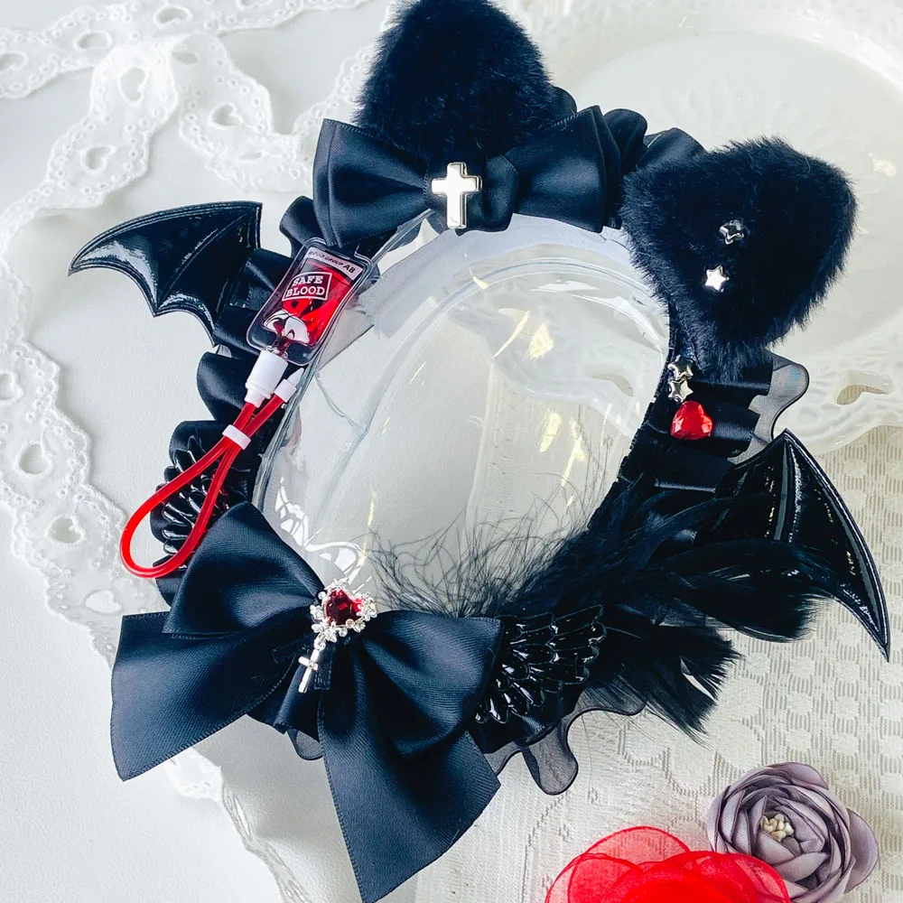 Anime Cartoon Dolls Display Bag for 10 cm Doll Out Bag Blacek Blood Red Lace Collectors Blind Box Case Storage Case Transparent