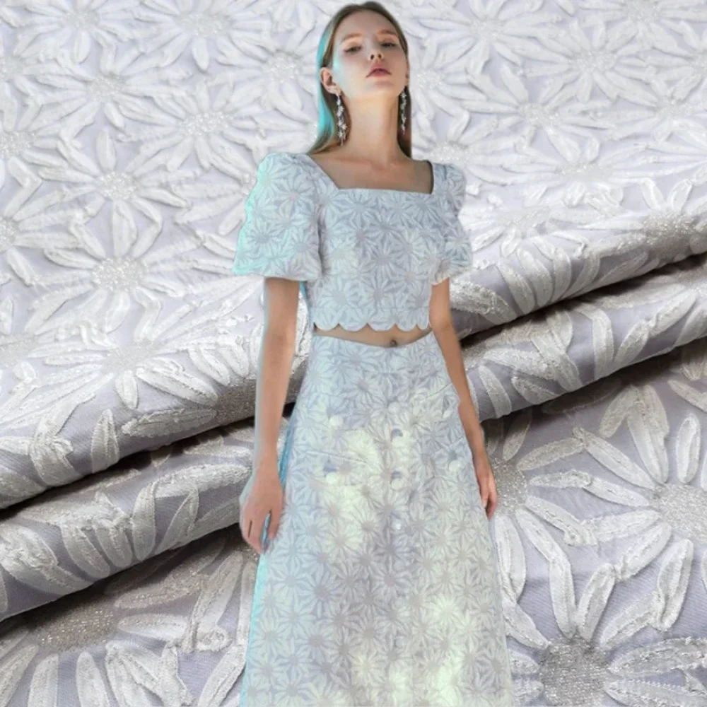 

Окрашенная в пряжу жаккардовая парча, платье с подсолнухом, плащ, модные ткани, брендовый модный дизайн, оптовая продажа, ткань на метр