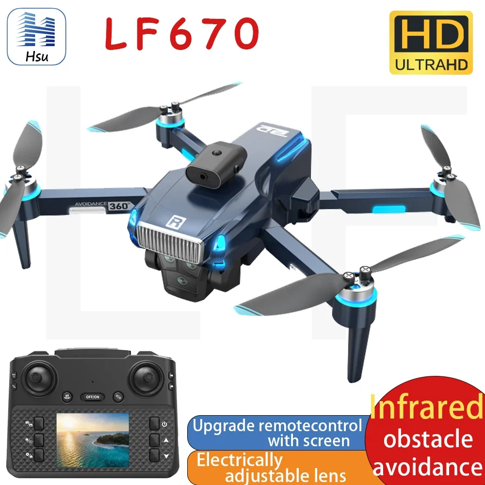

LF670 Drone 360° Optical Flow with Screen Remote Control HD Dual Camera infrared Obstacle Brushless Motor RC Quadcopter Dron Toy