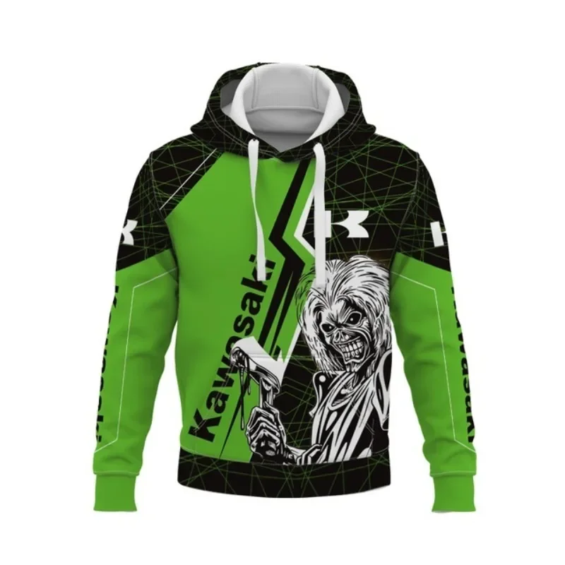 

Kawasaki Motorcycle Racing Sports Hoodies Unisex Adult And Kids Sports And Leisure Trendy Hooded Sweatshirt for Racing Fans